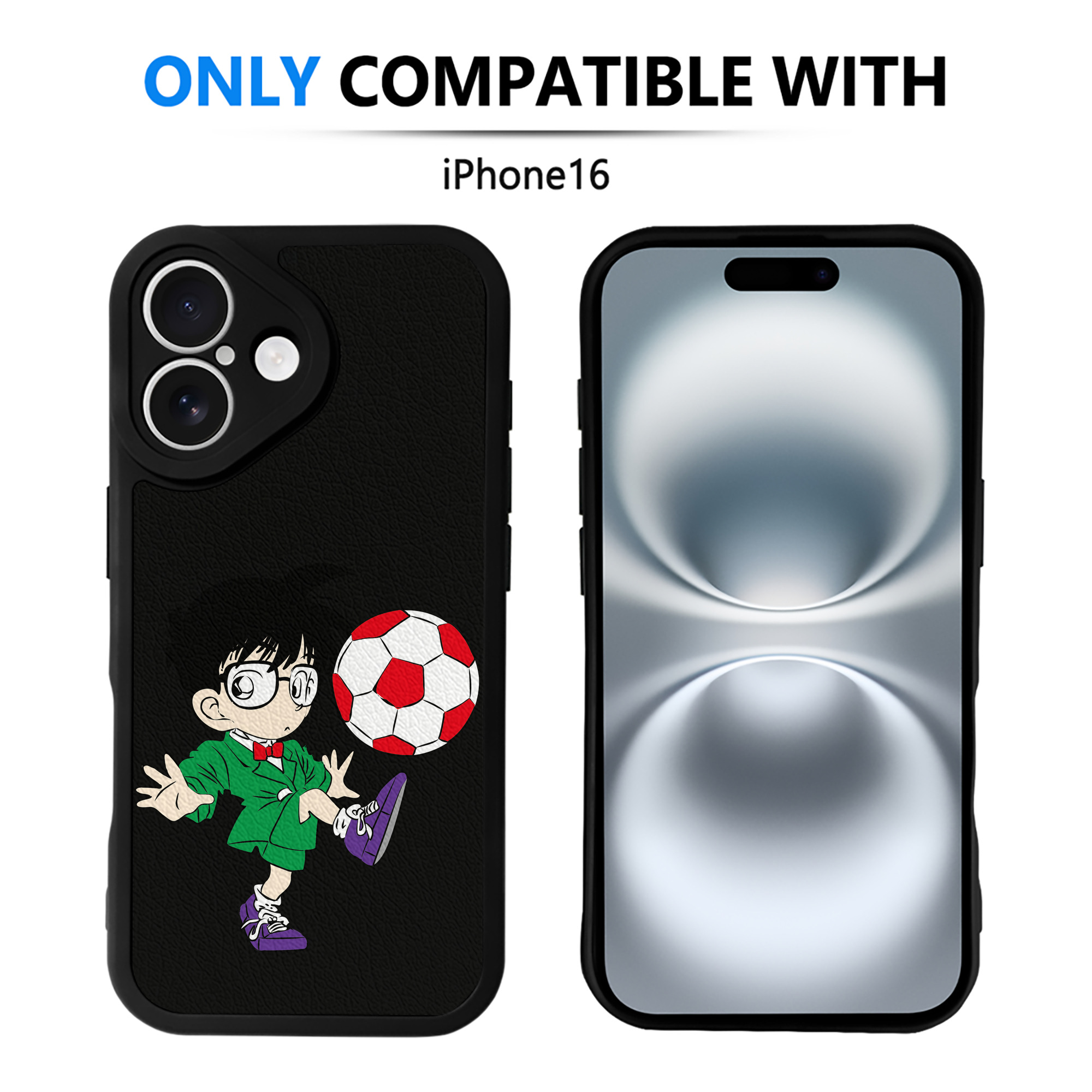 （画像用） 名探偵コナン 江戸川 コナン Detective Conan Conan Edogawa 【iPhone 16シリーズ対応】シリコンスマホケース（レザー調） 材質：シリコン